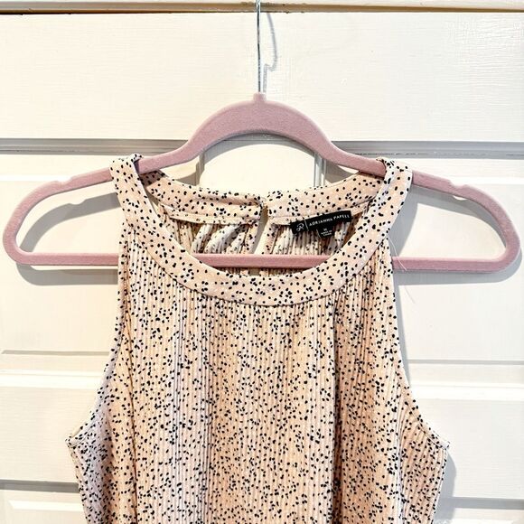 Adrianna Papell Sleeveless Printed Pleated Halter Top Pink Black Size Medium - Picture 2 of 8